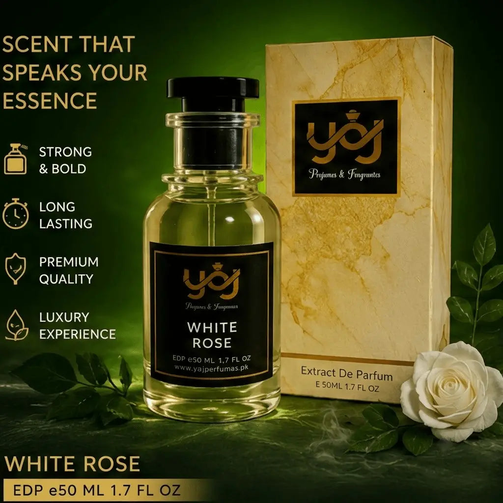 YOJ Perfumes premium white perfume elegant bottle design