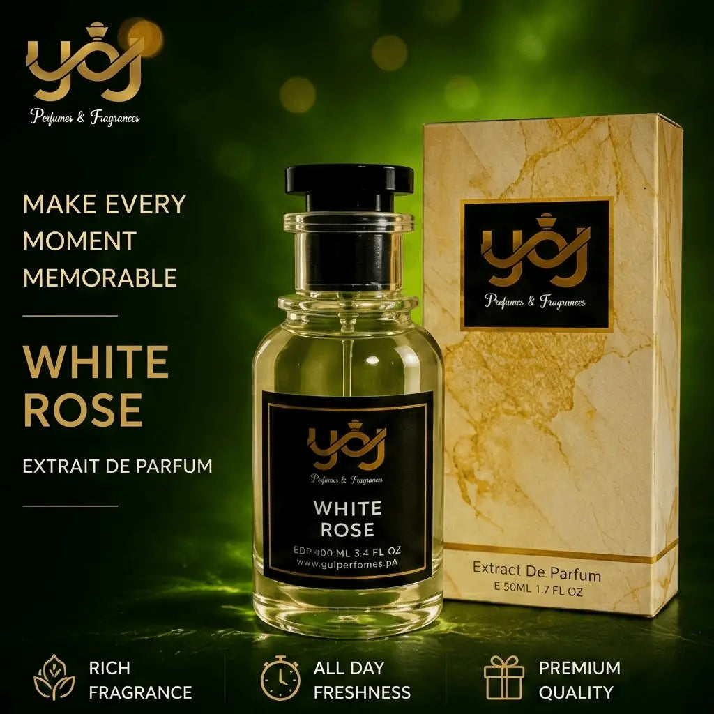 Premium white perfume luxury packaging YOJ Perfumes